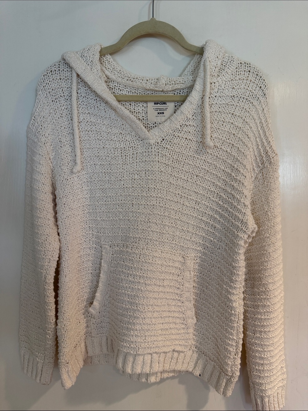 Rip Curl Women's Cream Hooded Knit Sweater sz XXS oversized